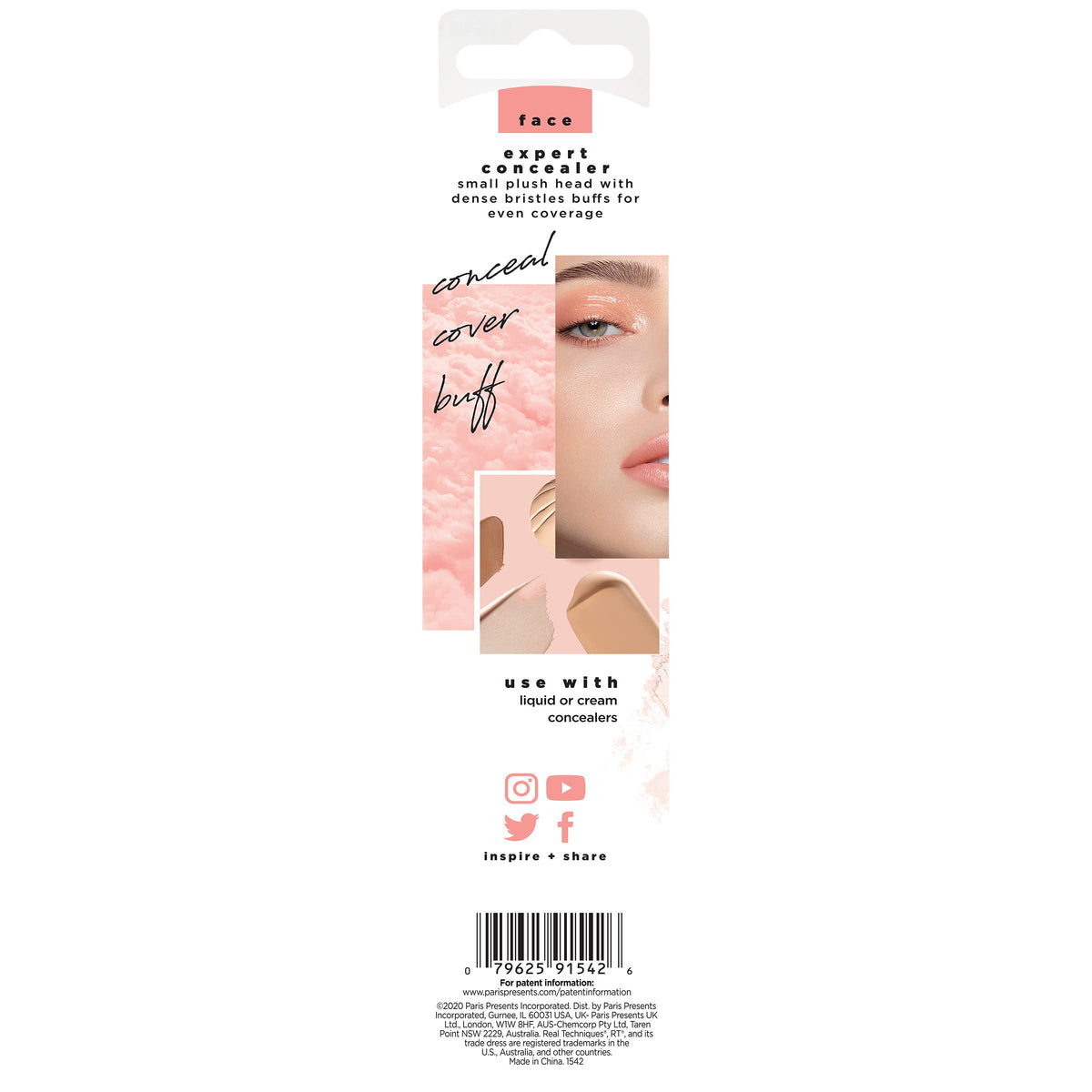 Real Techniques Expert Concealer Brush demonstrating concealer application