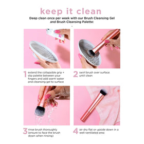 Real Techniques Expert Concealer Brush on a makeup vanity