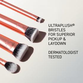 Real Techniques Face Base Set brushes on a vanity