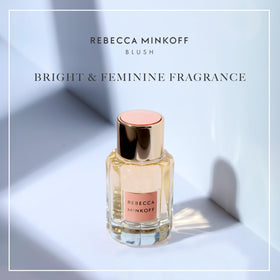 Rebecca Minkoff Blush fragrance bottle with gold top