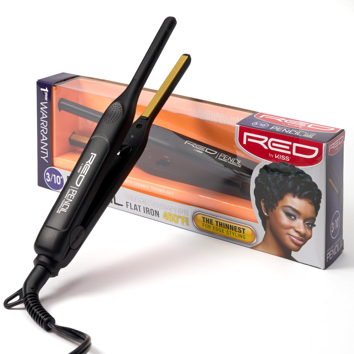 Red by Kiss 0.3 Inch Pencil Flat Iron front view