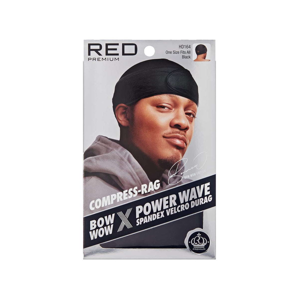 Red by Kiss Bow Wow X Power Wave Durag front view in black