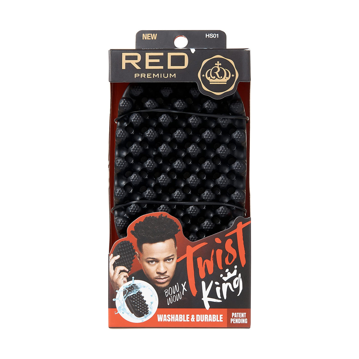 Red by Kiss Bowwow Twist King Comb Brush front view