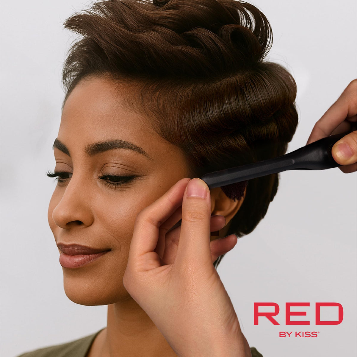 Red by Kiss flat iron showing temperature settings