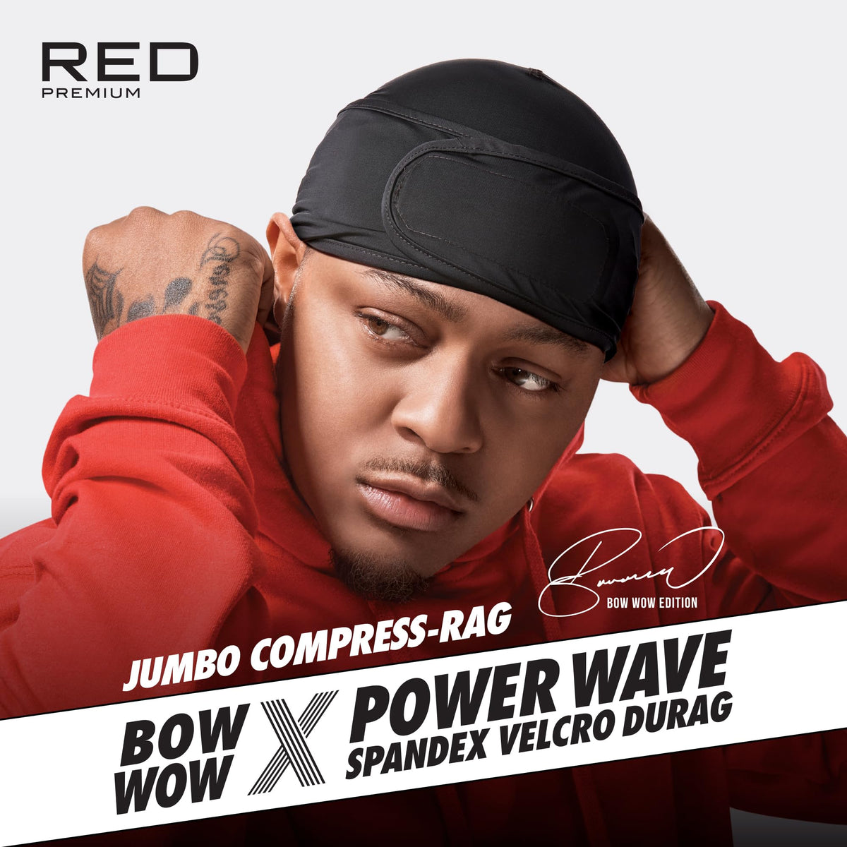Red by Kiss Premium Bow Wow Durag side view highlighting hair-friendly edges