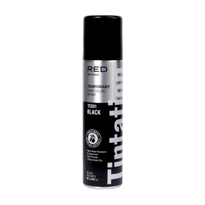 Red by Kiss Tintation Temporary Hair Color Spray in Black, front view