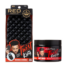 Red by Kiss Twist King Styler front view with durable brush