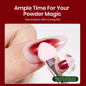 Red Green Mirror Chrome Nail Powder with Sponge Stick