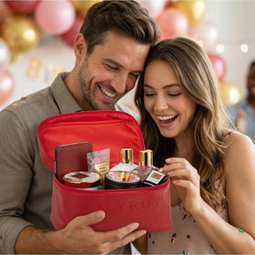 Red reusable travel bag from LILY ROY Spa Gift Set