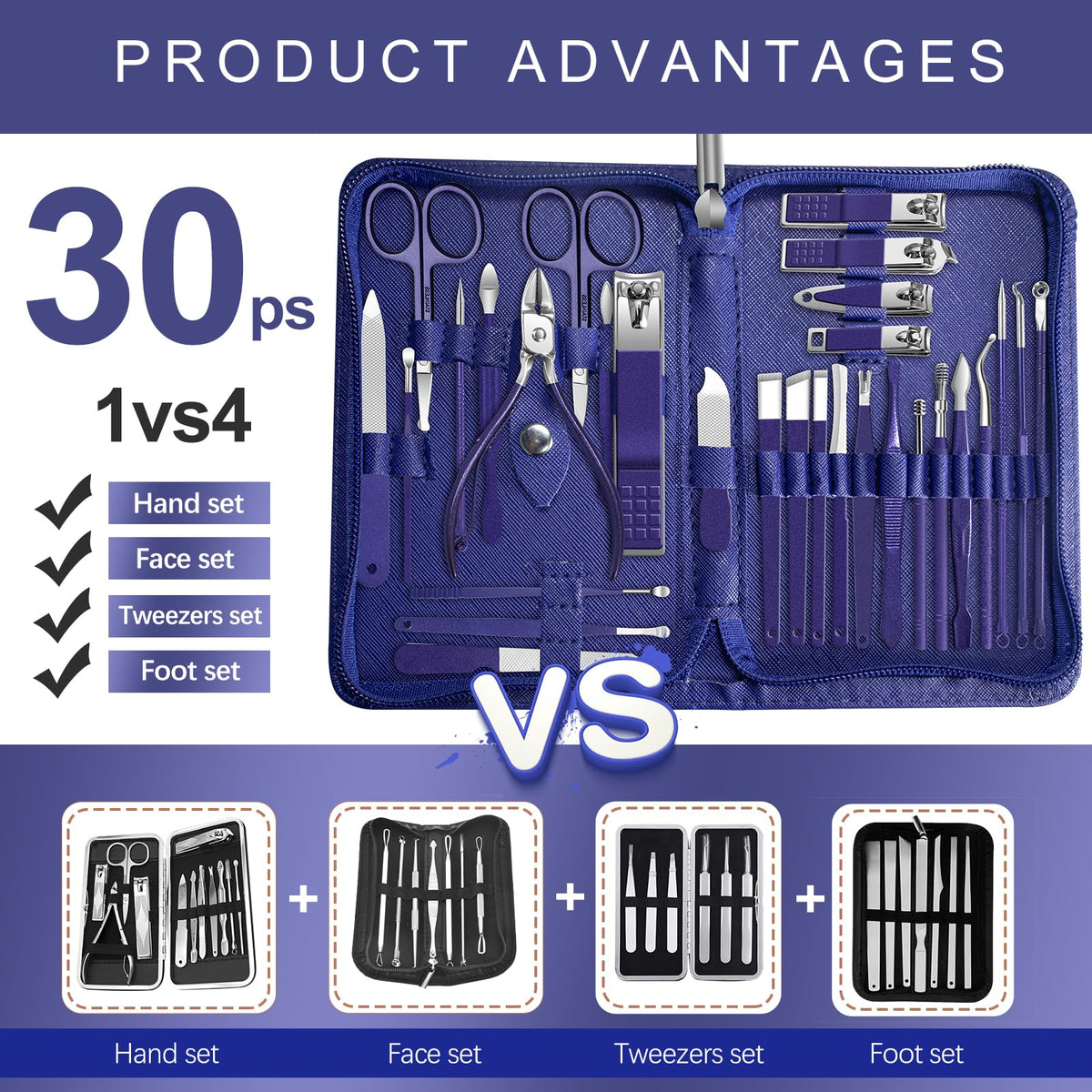 RedFlow manicure tools layout including clippers and tweezers