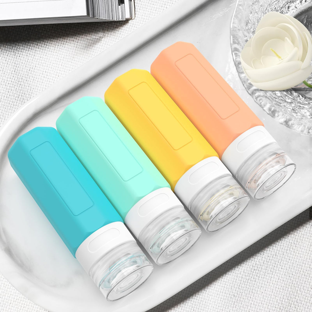 Redfly Travel Bottles for Toiletries 3oz in use with shampoo