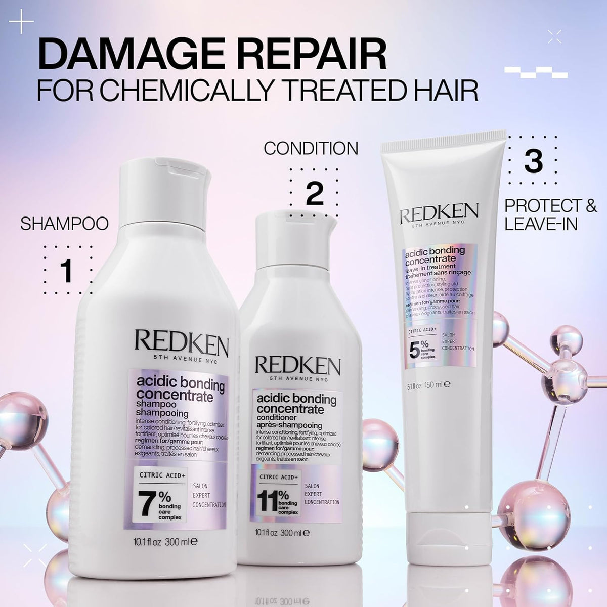 Redken Acidic Bonding Concentrate Shampoo in bathroom setting