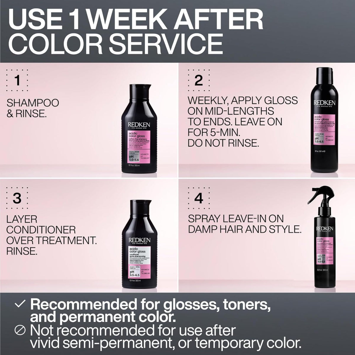 Redken Acidic Color Gloss Leave-In Spray in a bathroom setting