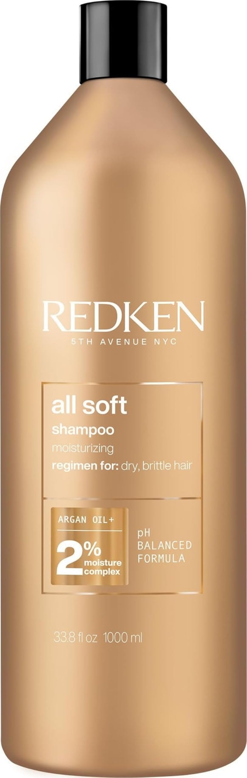Redken All Soft Shampoo 1080g front view with Argan Oil