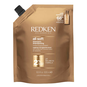 Redken All Soft Shampoo 530g front view with argan oil infusion
