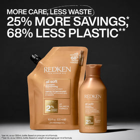 Redken All Soft Shampoo 530g with argan oil and hairbrush