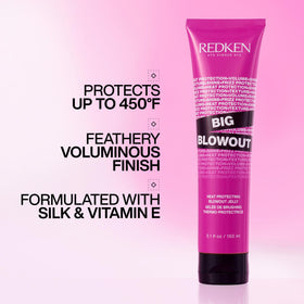 Redken Big Blowout Heat Protectant Gel back view with ingredients
