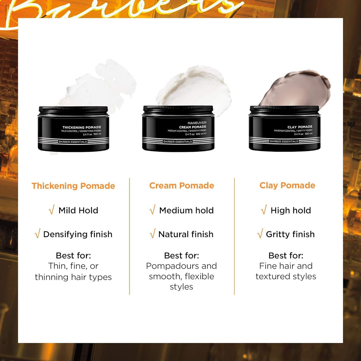 Redken Brews Cream Pomade for Men 3.4 oz application on hair