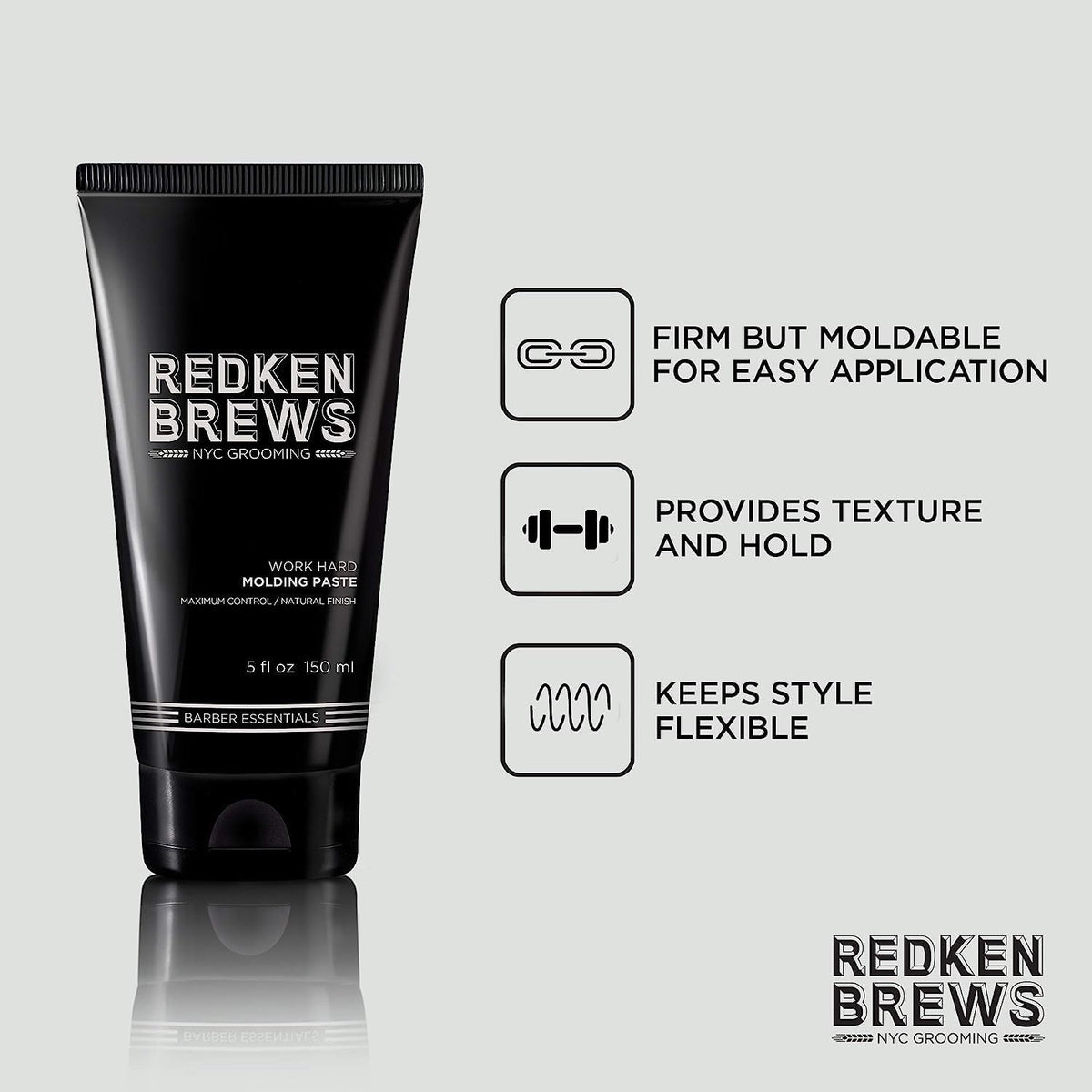 Redken Brews Molding Paste for Men 170g application on hair