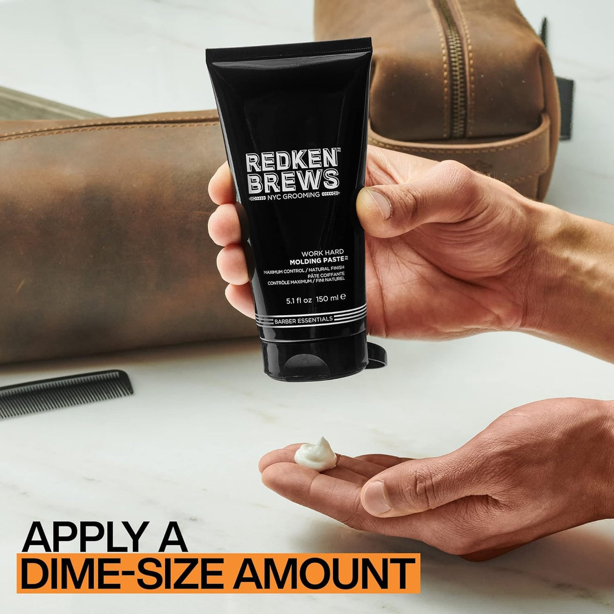 Redken Brews Molding Paste for Men 170g in a grooming setup