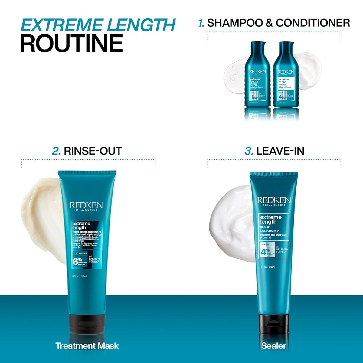 Redken Extreme Length Shampoo in bathroom setting