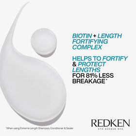 Redken Extreme Length Shampoo in bathroom setting
