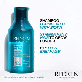 Redken Extreme Length Shampoo with biotin label