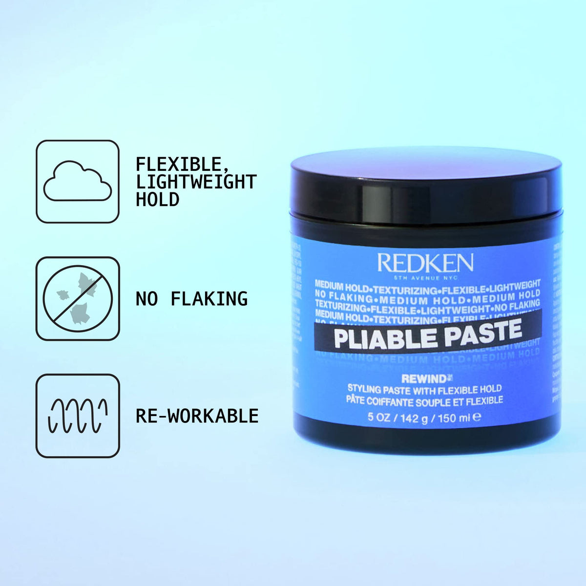 Redken Pliable Styling Paste 200g lid close-up
