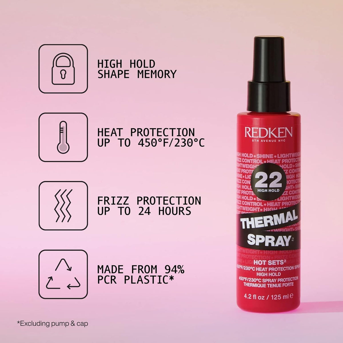 Redken Thermal Spray 22 High Hold back view bottle