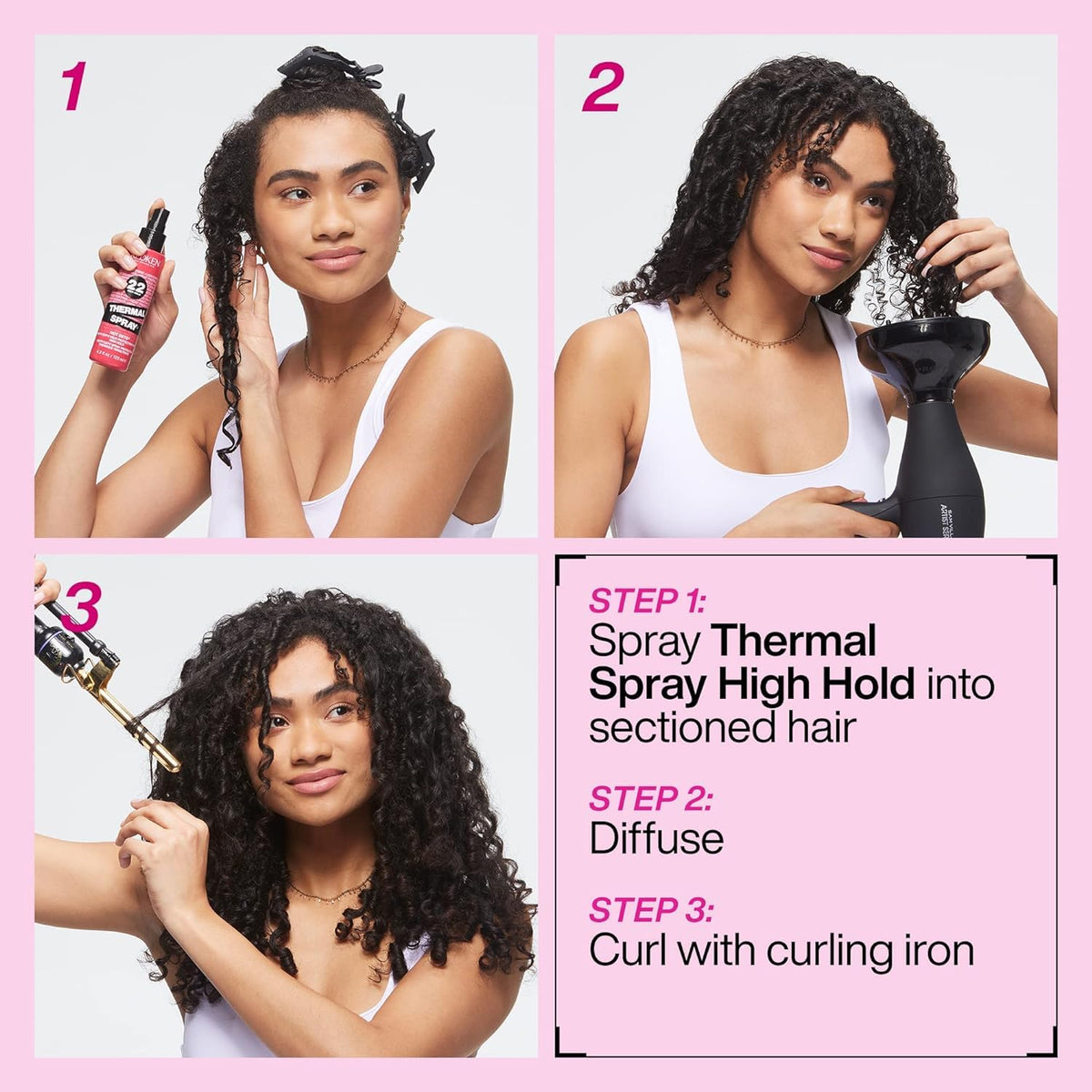Redken Thermal Spray 22 High Hold with styling tools