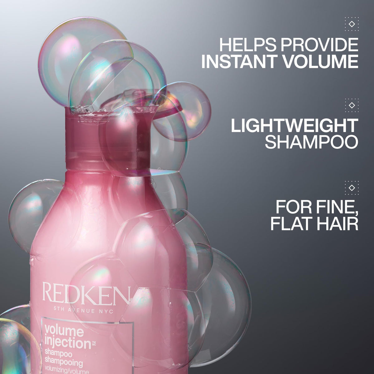 Redken Volume Injection Shampoo bottle side view