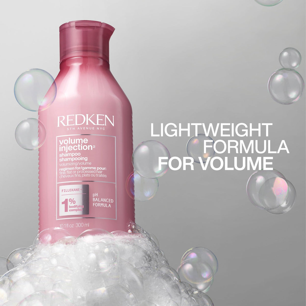 Redken Volume Injection Shampoo on a shelf