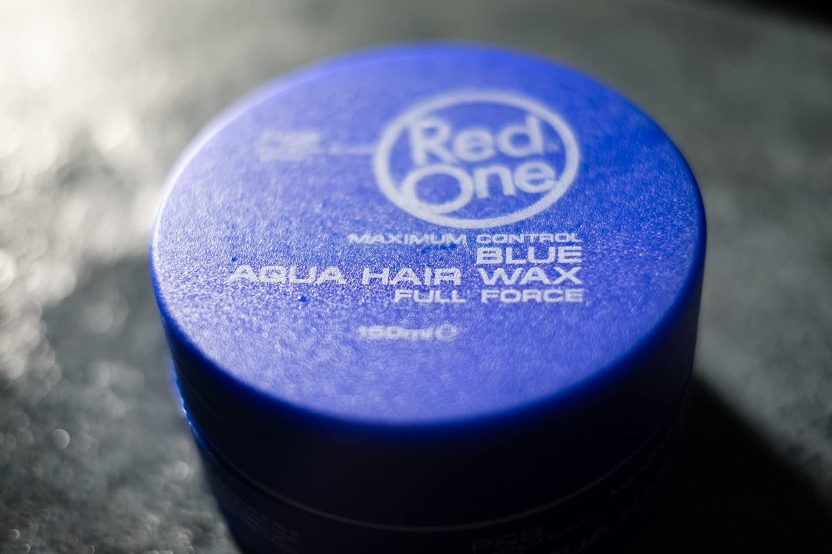Redone Aqua Hair Wax Blue side view of container