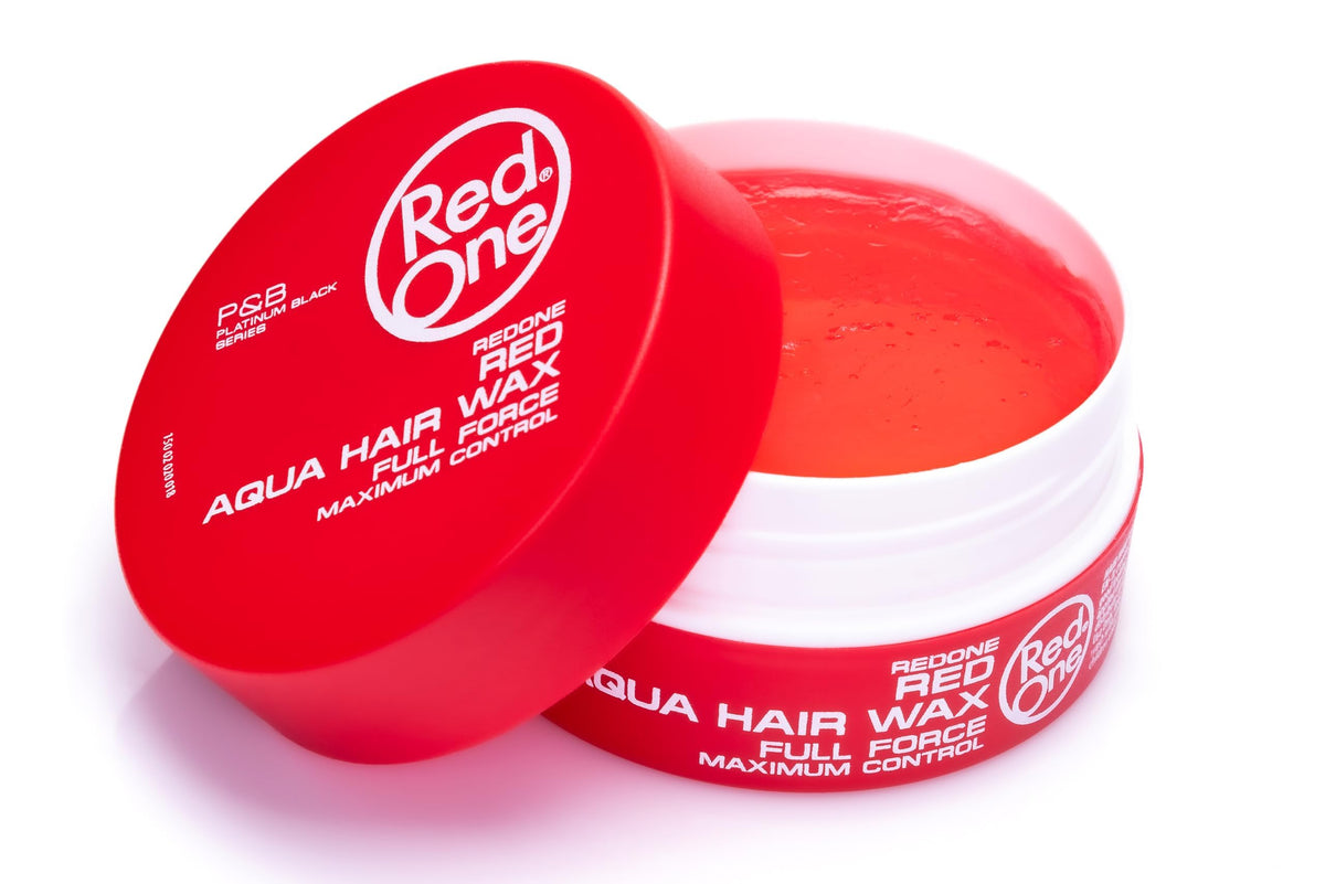 Redone Hair Wax Red on a bathroom shelf
