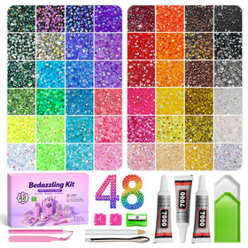 Redtwo 48 Colors Resin Jelly Rhinestones Bedazzling Kit front view with assorted colours