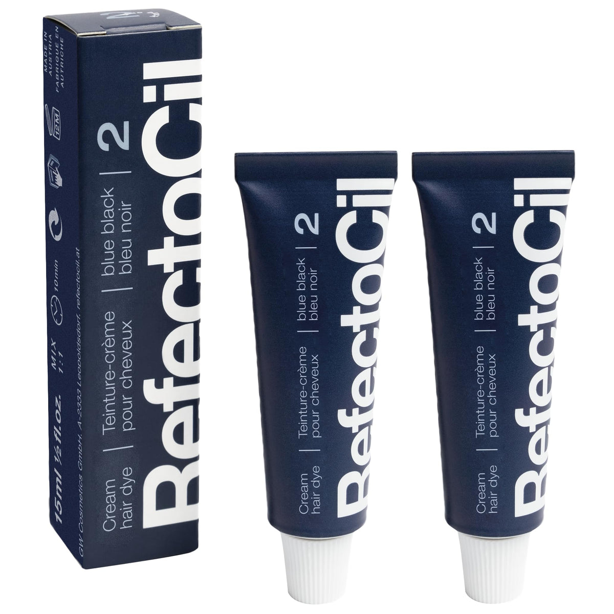 RefectoCil Cream Hair Dye 2-Pack Blue Black front view