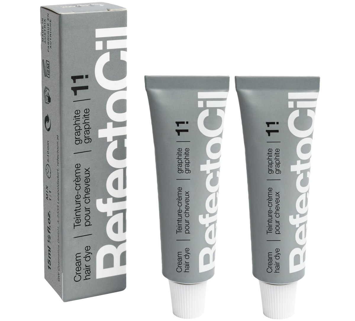 RefectoCil Cream Hair Dye 2-Pack Graphite #1.1 front view packaging