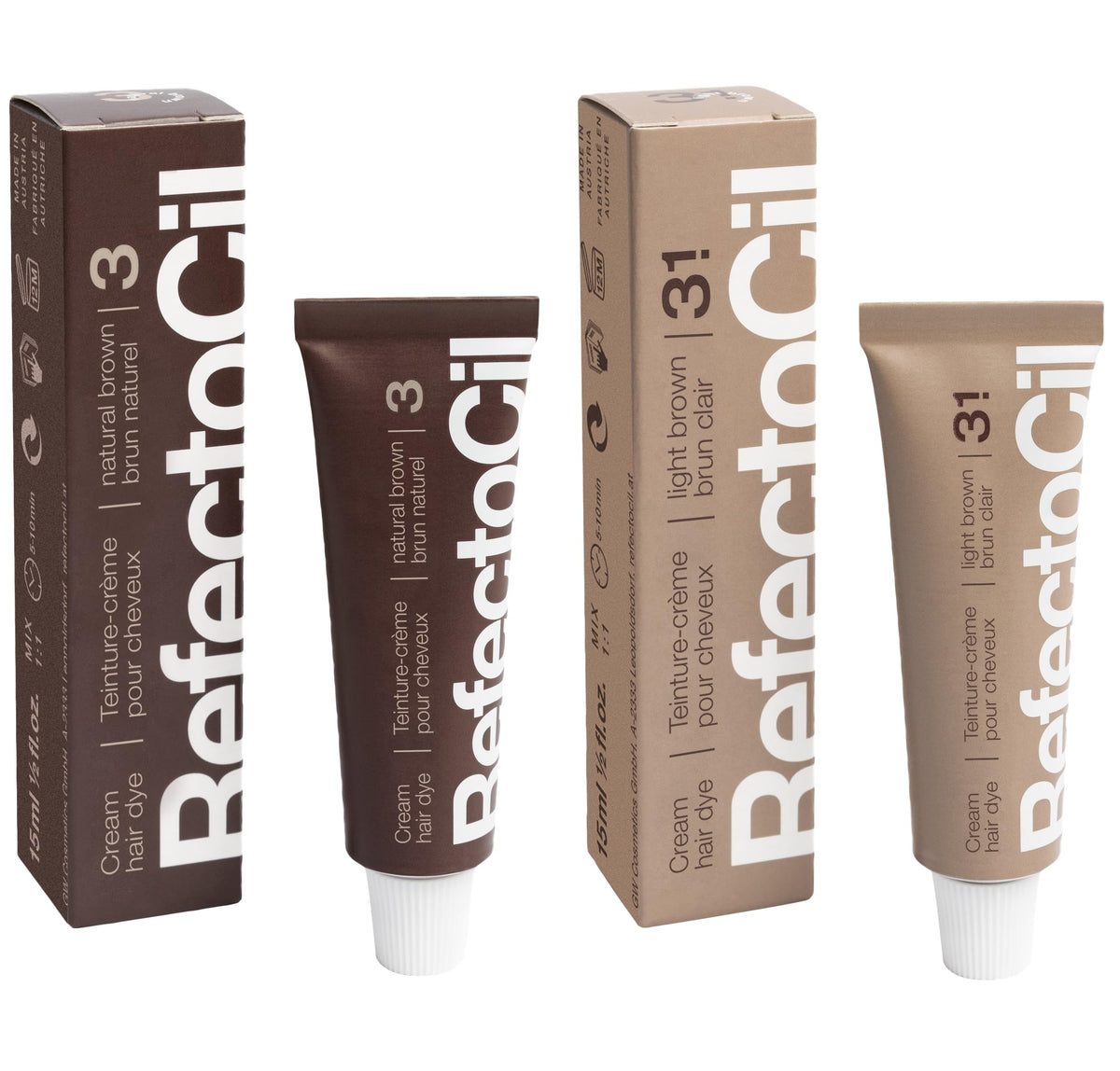 RefectoCil Cream Hair Dye 2-Pack Natural Brown and Light Brown front view