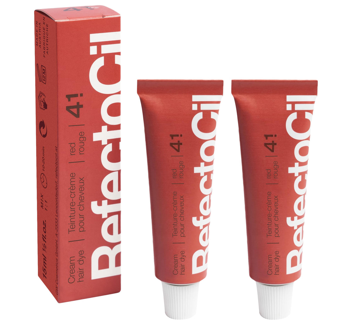 RefectoCil Cream Hair Dye 2-Pack Red front view with packaging