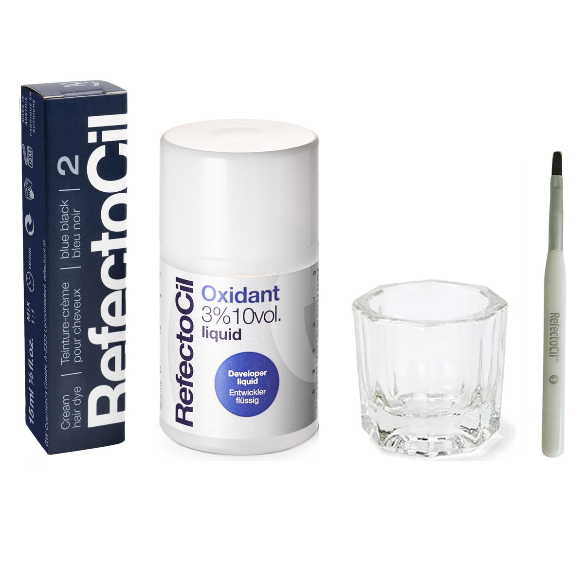 RefectoCil Hair Tinting Kit Blue Black #2 cream dye and developer front view