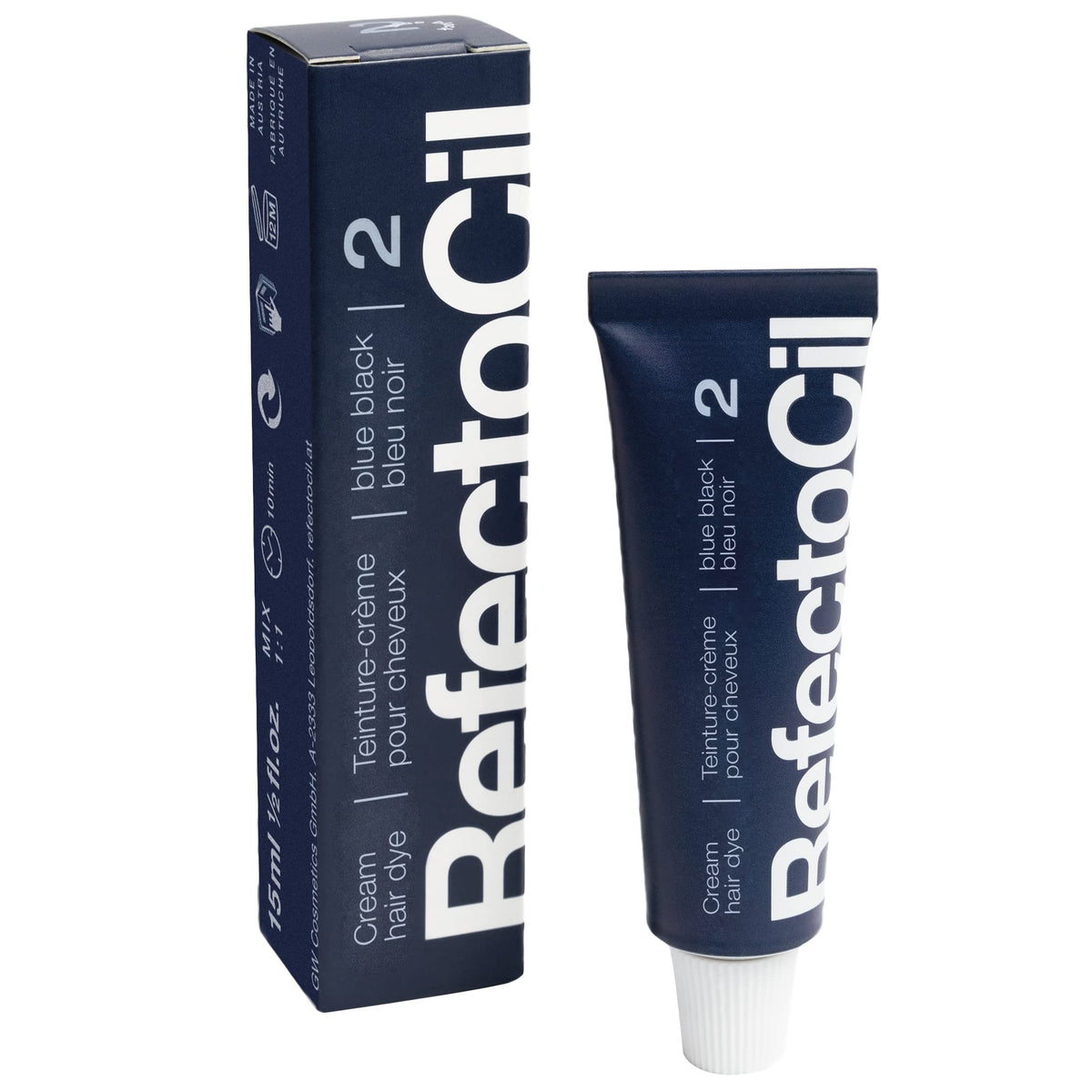 RefectoCil Hair Tinting Kit packaging with instructions and ingredients
