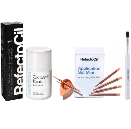 RefectoCil Hair Tinting Kit with cream dye and developer in packaging
