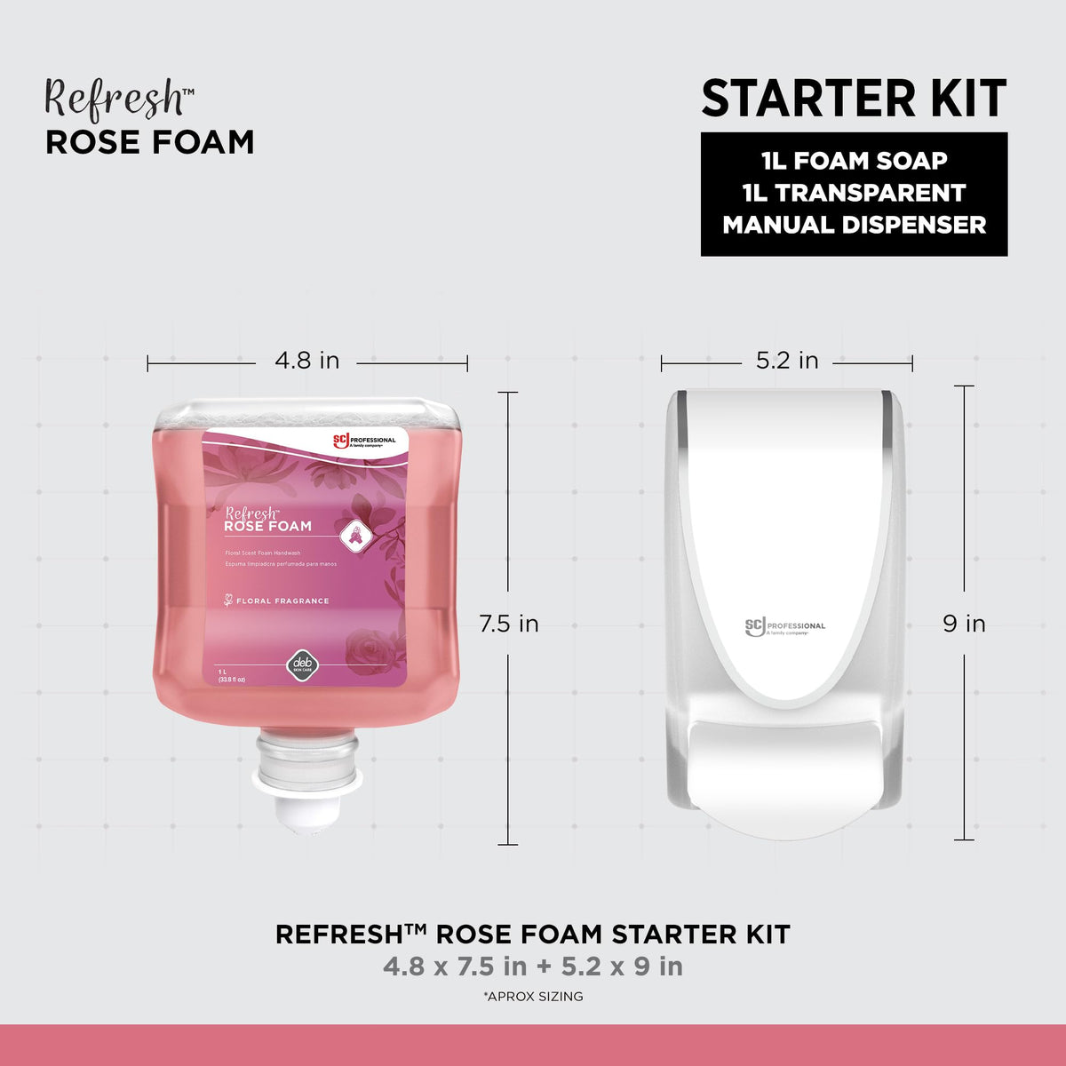Refill cartridge for SC Johnson Professional Rose FOAM Dispenser with rose fragrance