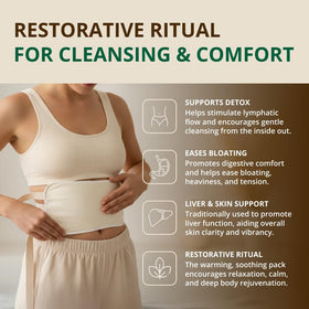 RejuveNaturals Castor Oil Pack Kit with heat pack in use