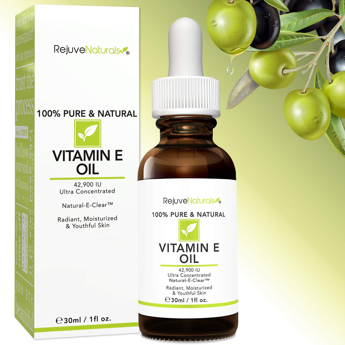 RejuveNaturals Vitamin E Oil 100% Pure packaging