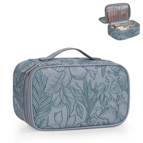 Relavel Cute Pink Makeup Bag front view with dual-layer design