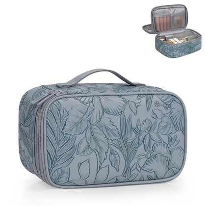 Relavel Cute Pink Makeup Bag front view with dual-layer design