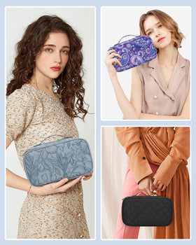 Relavel Cute Pink Makeup Bag lifestyle scene in a travel setting