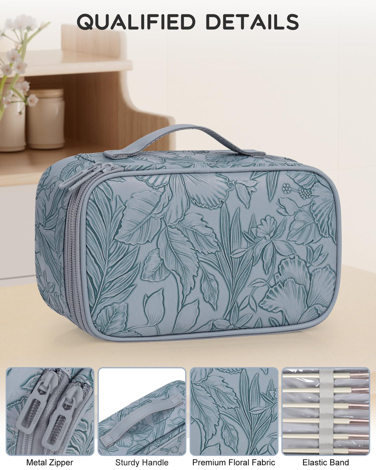 Relavel Cute Pink Makeup Bag side view showing portability