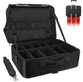 Relavel Extra Large Makeup Case front view in black